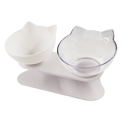 New Inclined Food Cat Ear Oblique Mouth Transparent Single Pet Bowl